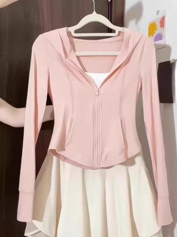 Summer Rays Clothing - アイスシルクスリムフィットフード付き日焼け防止服女性用夏用薄手通気性紫外線耐性ショートウエストシンチング...