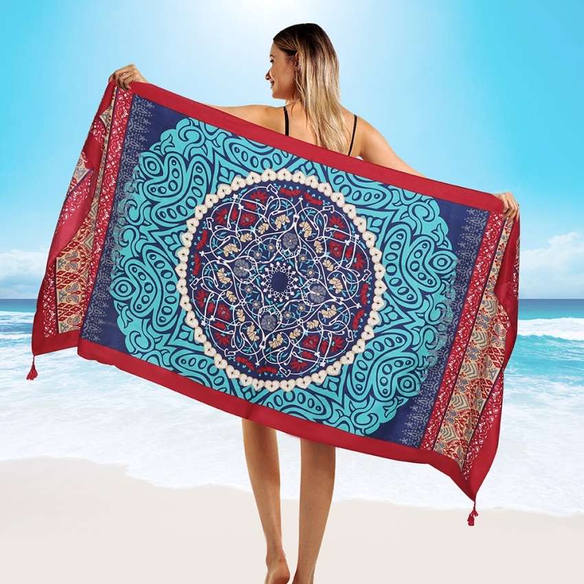 Sarong Pareo Wrap - ファッション 90 × 180 センチメートルツイルコットンパレオビーチカバーアップ女性大ビーチドレスビキニ水着カバーアップサロンラップスカーフ