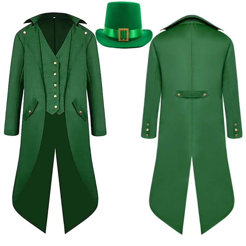 Summer Vacation Clothing Men - 聖パトリックの日の衣装男性スチームパンクレトロコスプレジャケットコート帽子男性男性変装衣装ハロウィンカーニバルパーティースーツ