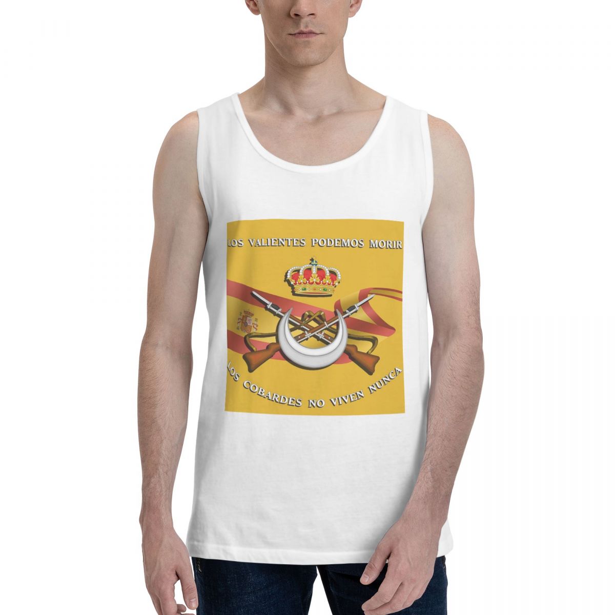 Summer Clothing In Spanish - スペイン軍団旗スペイン軍誇りに思っている100%綿メンズスウェットシャツベストノースリーブ衣類Tシャツ男性タンクトップTシャツ