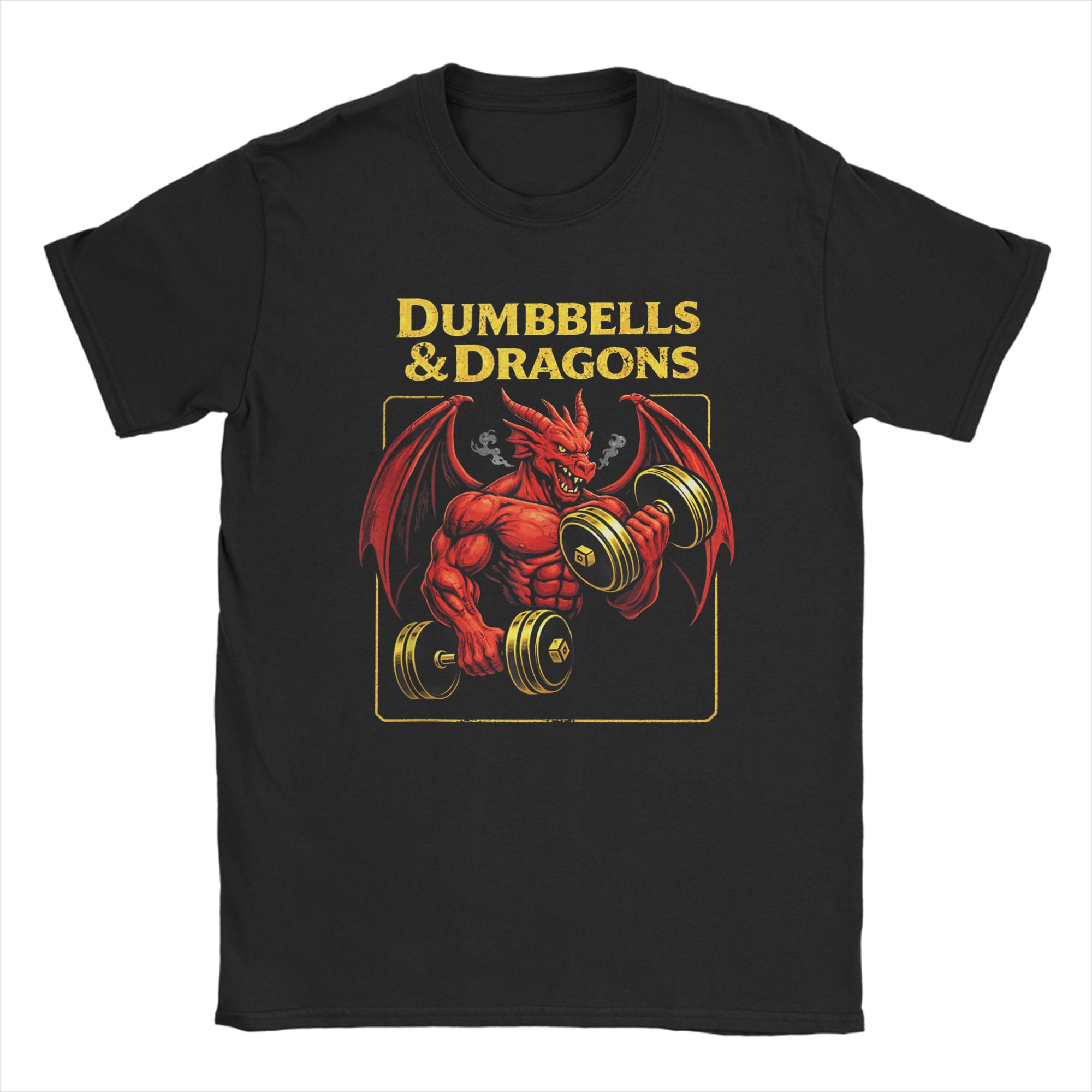 Summer Clothing Ideas For Women - ダンベルとドラゴンズジムTシャツ メンズカジュアルコットンTシャツ ギフトアイデア メンズウェア レディースウェア 2026夏新作Tシャツ