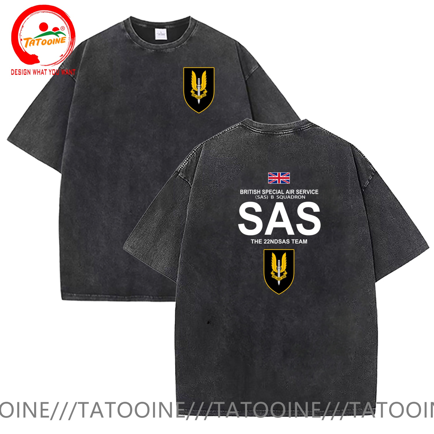 Summer Clothing Uk Men - ヴィンテージウォッシュコットン Tシャツ面白いデザイナー英国特殊航空部隊 SAS Tシャツ男性ファッショントレンディなカジュアル服スタイリッシュなトップス