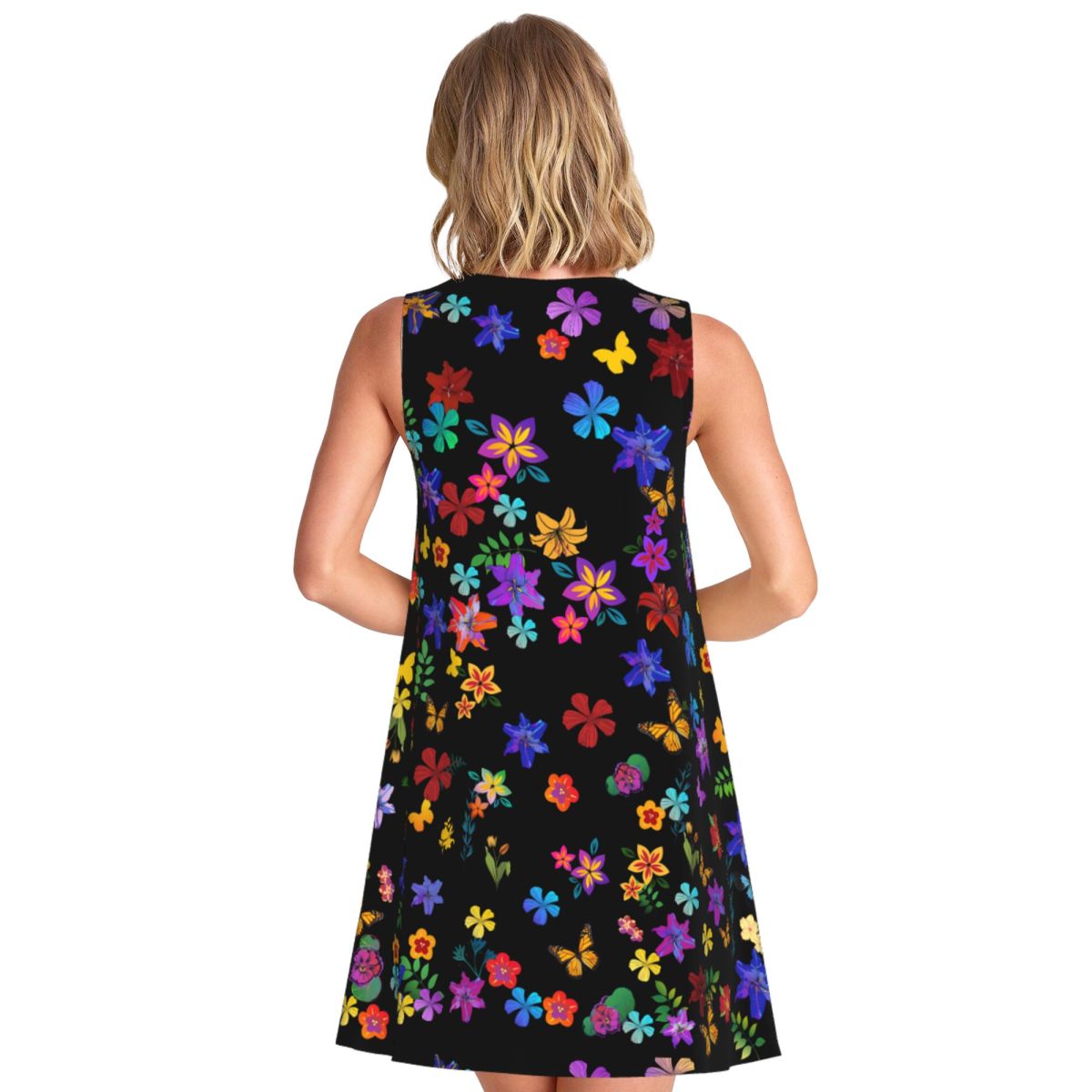 華やかな花柄カジュアルドレス カラフルな花柄 エレガントなド - Summer Clothing Ideas For Women のレビューと価格