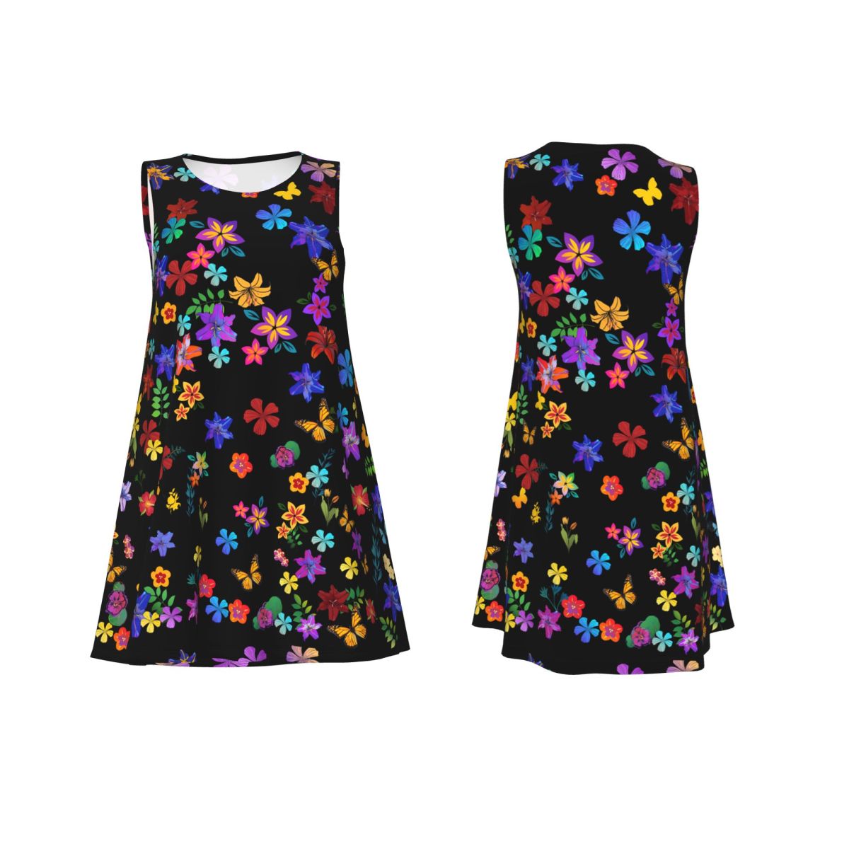 華やかな花柄カジュアルドレス カラフルな花柄 エレガントなド - Summer Clothing Ideas For Women のレビューと価格
