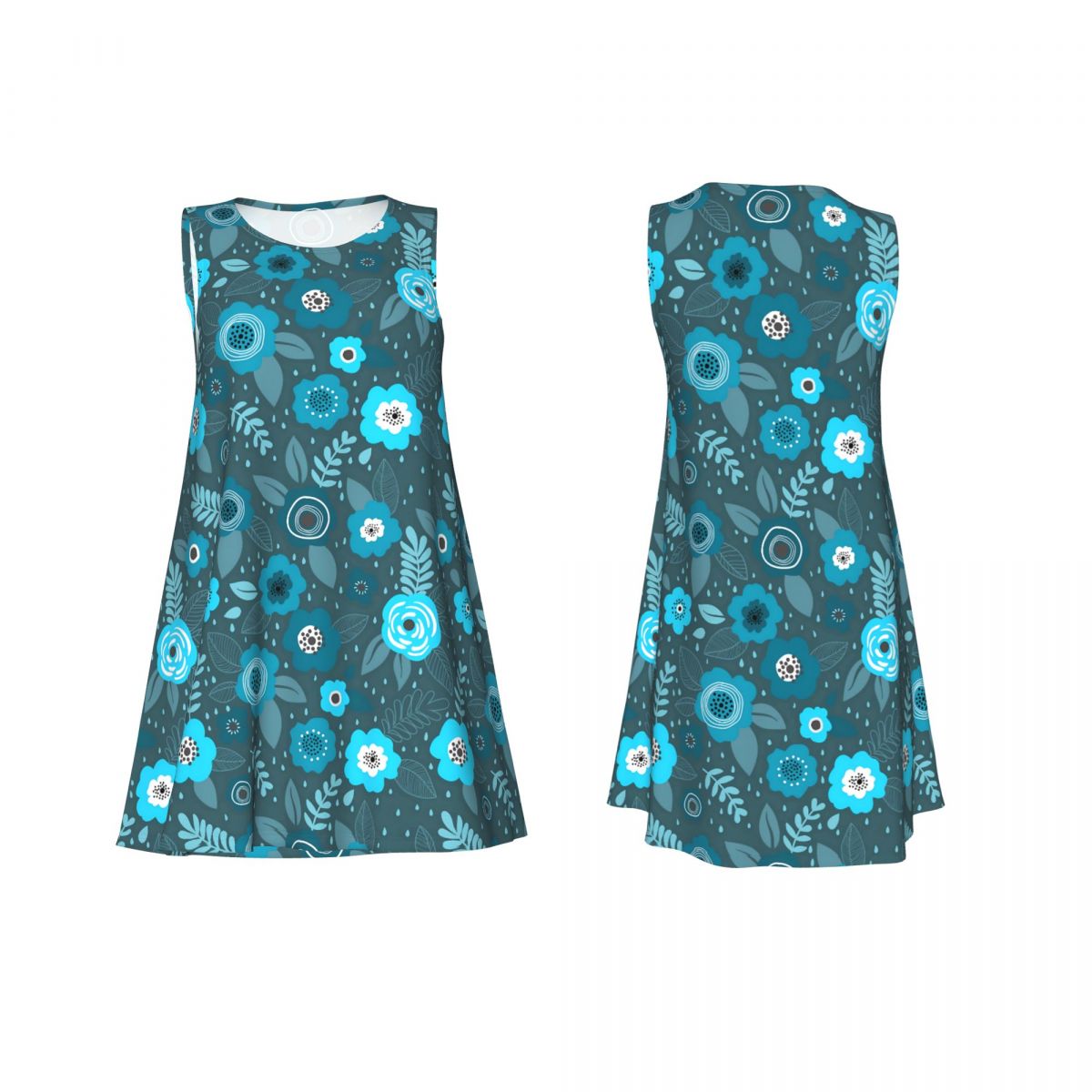 エレガントな小花柄カジュアルドレス ブルーフラワー ノースリ - Summer Clothing Ideas For Women のレビューと価格