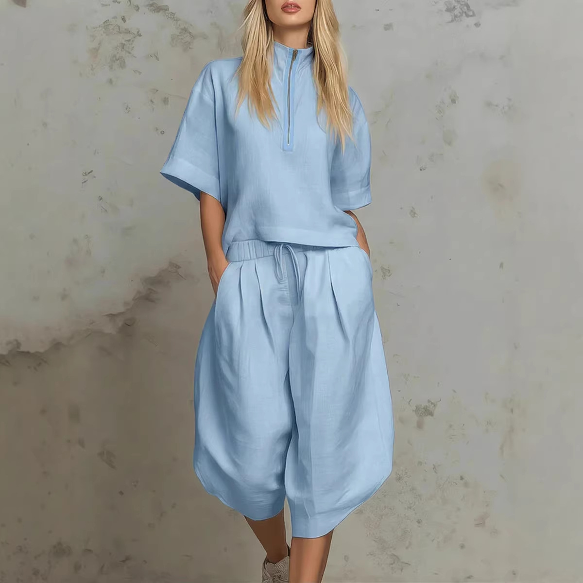 レディースファッション ツーピースセット 新作 ハーフジップ - Summer Vacation Clothing Women のレビューと価格