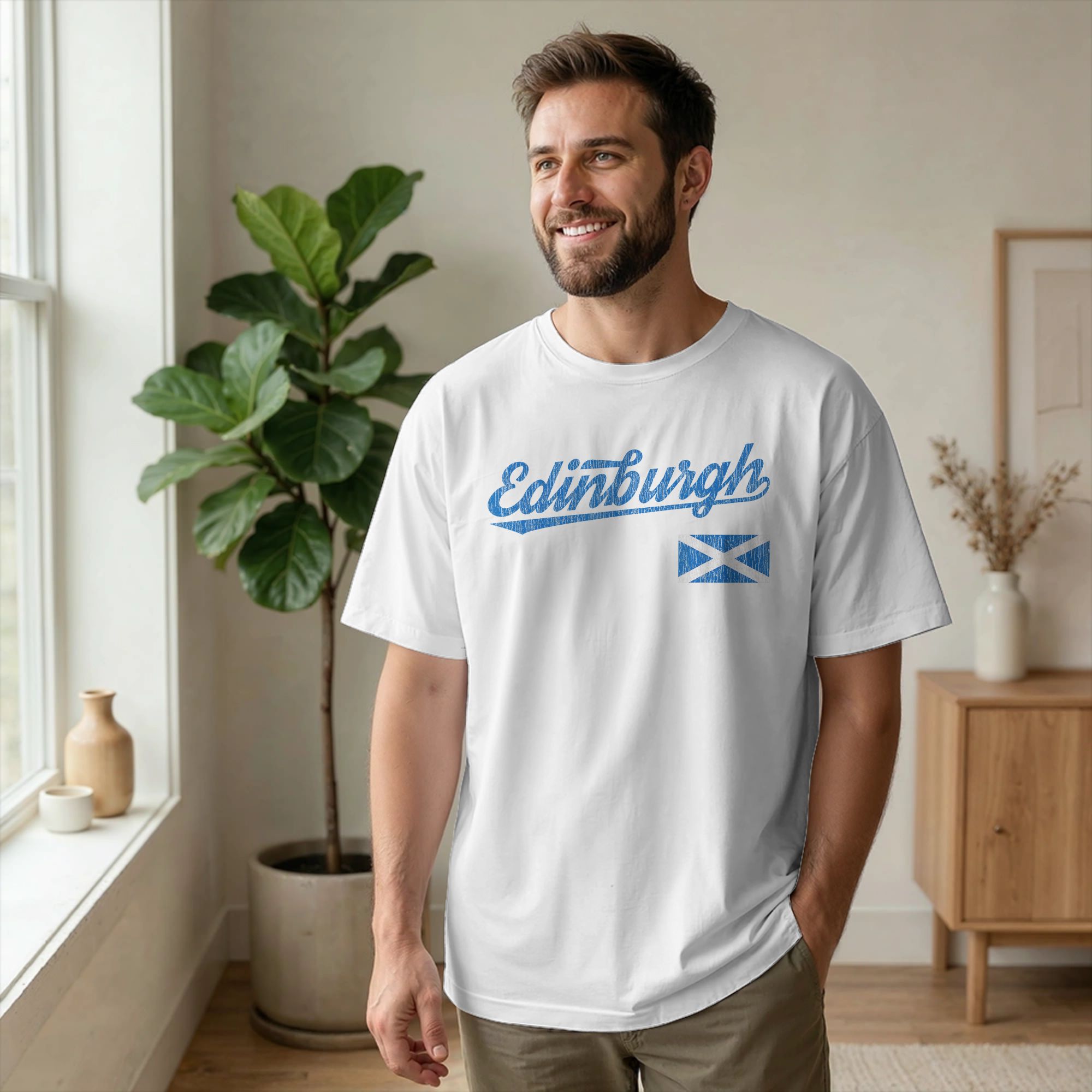 男性エディンバラスコットランド英国 Tシャツ英国旗綿 100 - Summer Clothing Uk Men のレビューと価格