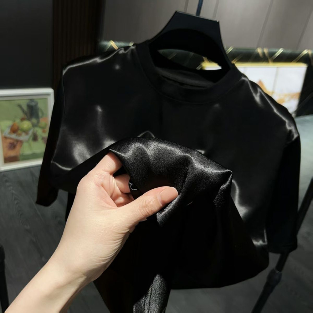 メンズアセテート繊維サテン光沢Tシャツパンツツーピースセット - Summer Clothing Haul のレビューと価格
