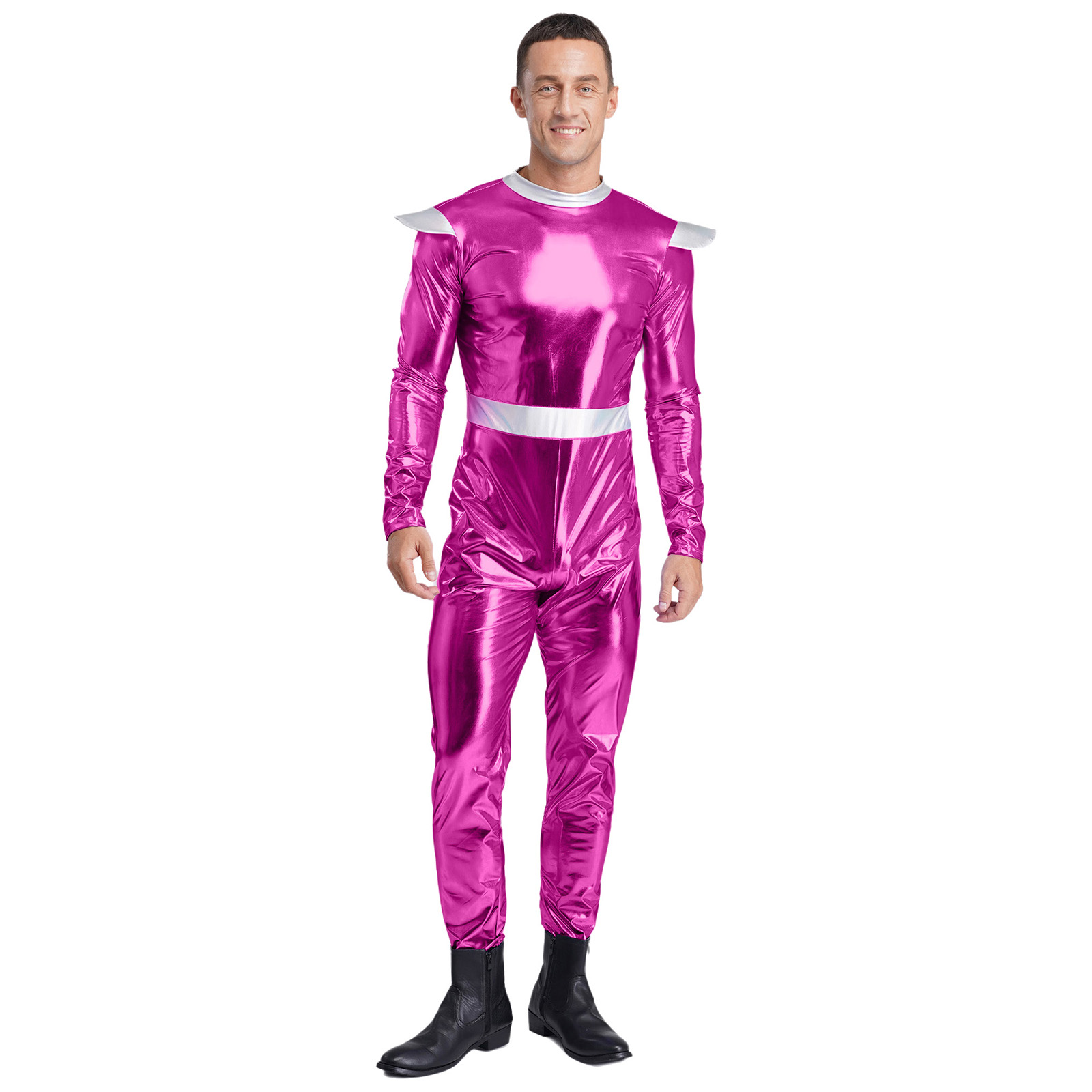 シルバー大人用エイリアンコスプレ衣装メンズロボットジャンプス - Summer Vacation Clothing Men のレビューと価格