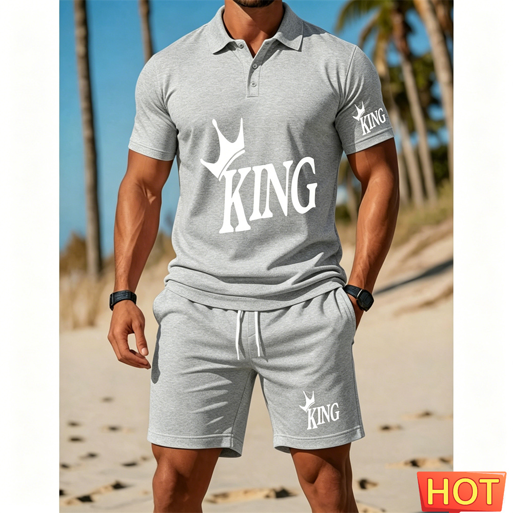 メンズ半袖スーツセット - ツーピースセット ファッションレ - Summer Vacation Clothing Men のレビューと価格