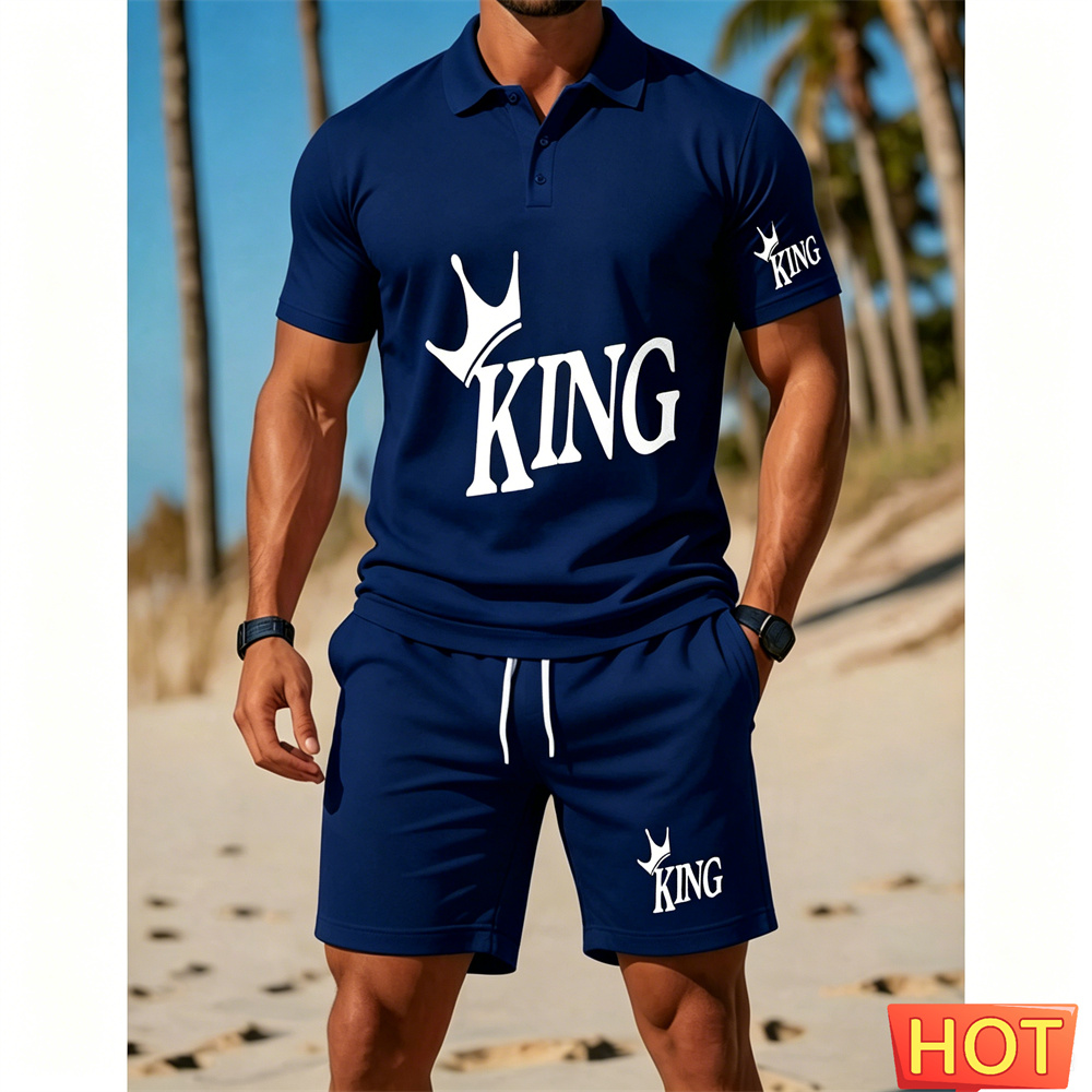 メンズ半袖スーツセット - ツーピースセット ファッションレ - Summer Vacation Clothing Men のレビューと価格