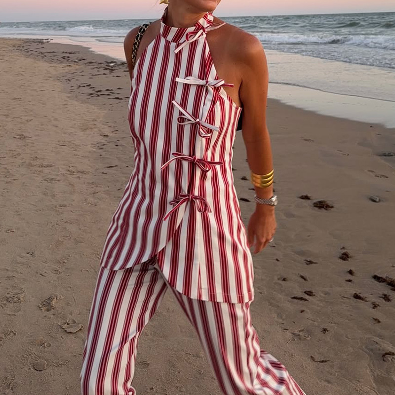 ボウデザインスリムフィットサマーツーピースセット新作バケーシ - Summer Vacation Clothing Women のレビューと価格