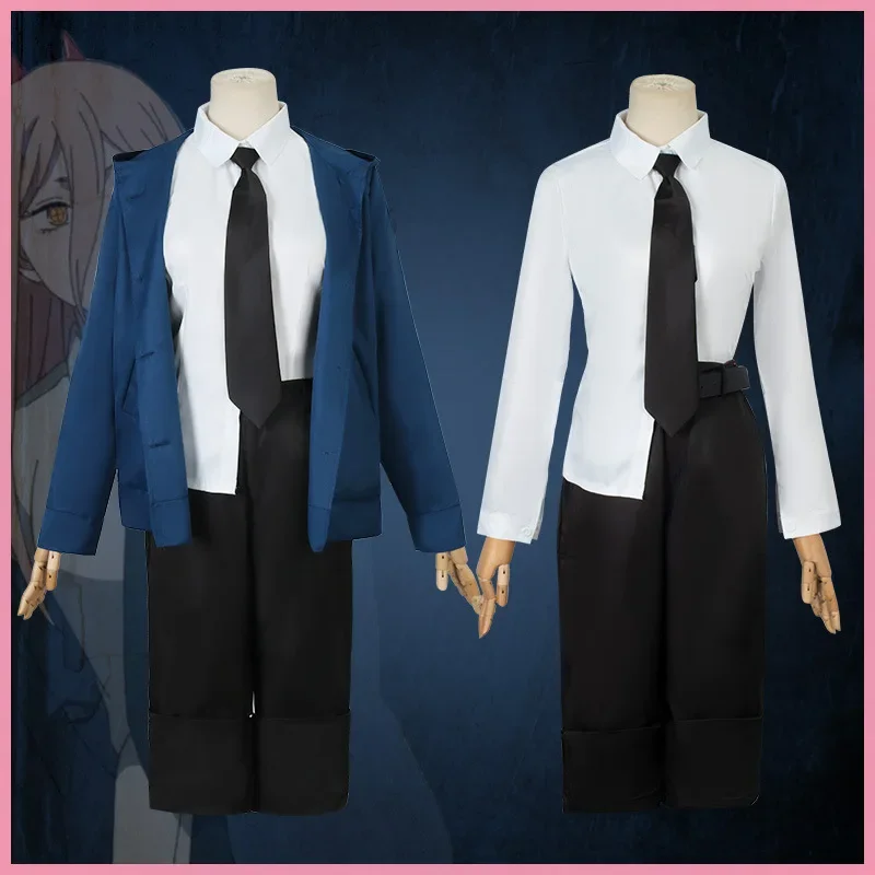 パワーコスプレチェーンソーマンコスチュームブルージャケットウ - Summer Vacation Clothing Men のレビューと価格