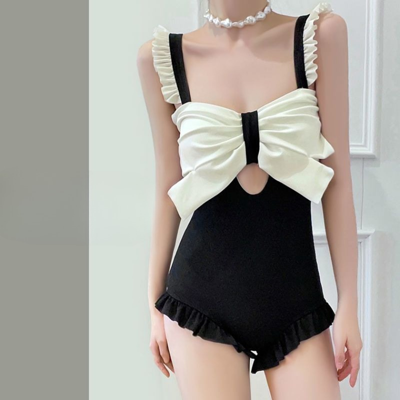 かわいい蝶結びディテール水着レディースエレガントな背中の開い - Swimsuit One Piece のレビューと価格