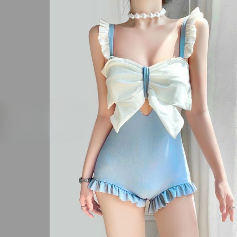 かわいい蝶結びディテール水着レディースエレガントな背中の開い - Swimsuit One Piece のレビューと価格