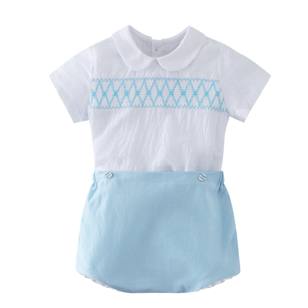 2026 キッズ兄弟姉妹セット スペイン風刺繍スモック半袖服 - Summer Clothing In Spanish のレビューと価格