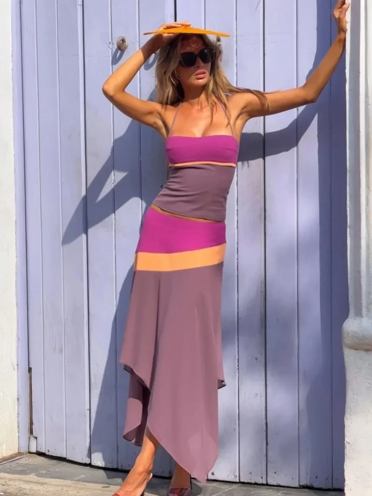レディーススイートカラーブロックストラップレスミディドレス　 - Summer Vacation Clothing Women のレビューと価格