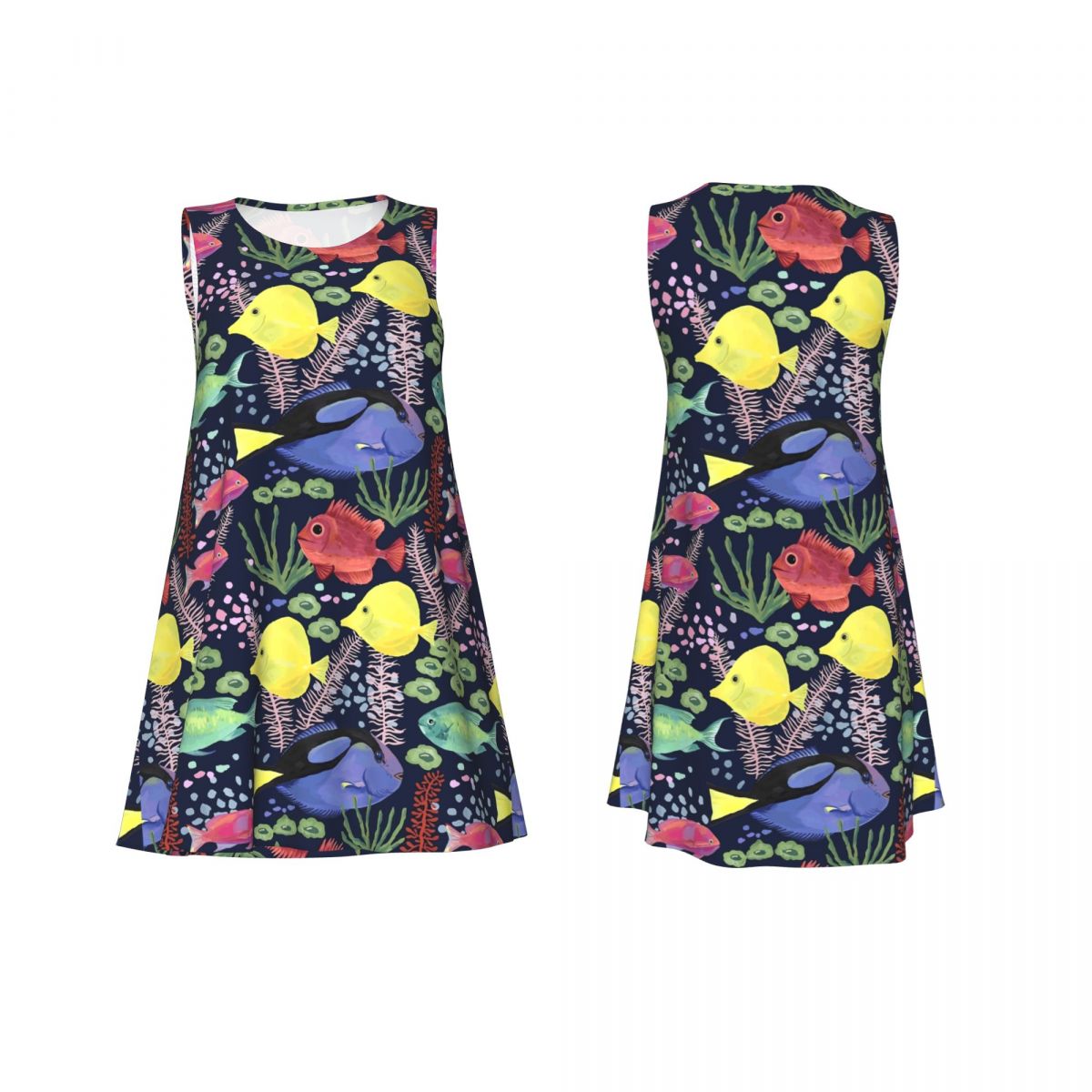 海水魚水槽柄 カラフルな海をイメージしたノースリーブのエレガ - Summer Clothing Ideas For Women のレビューと価格
