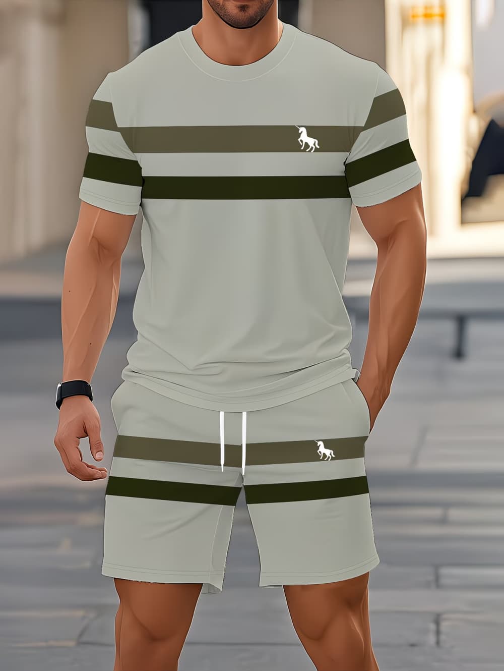 メンズサマーセット面白い3Dストライププリント半袖Tシャツ+ - Summer Clothing Haul のレビューと価格