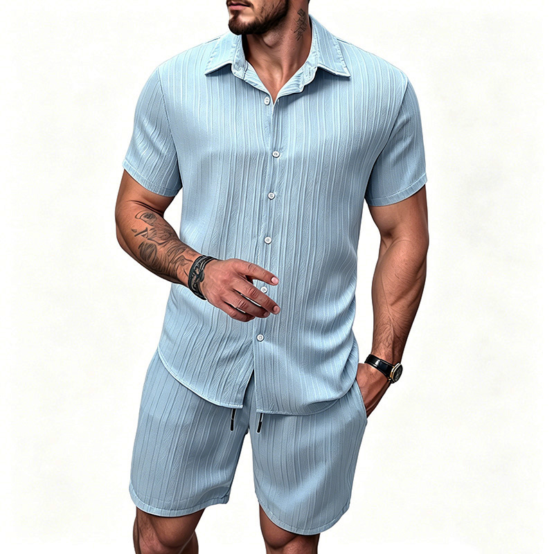 2026年新作 メンズ 縦型シワ加工ラペル半袖シャツ＆ショー - Summer Clothing Haul のレビューと価格