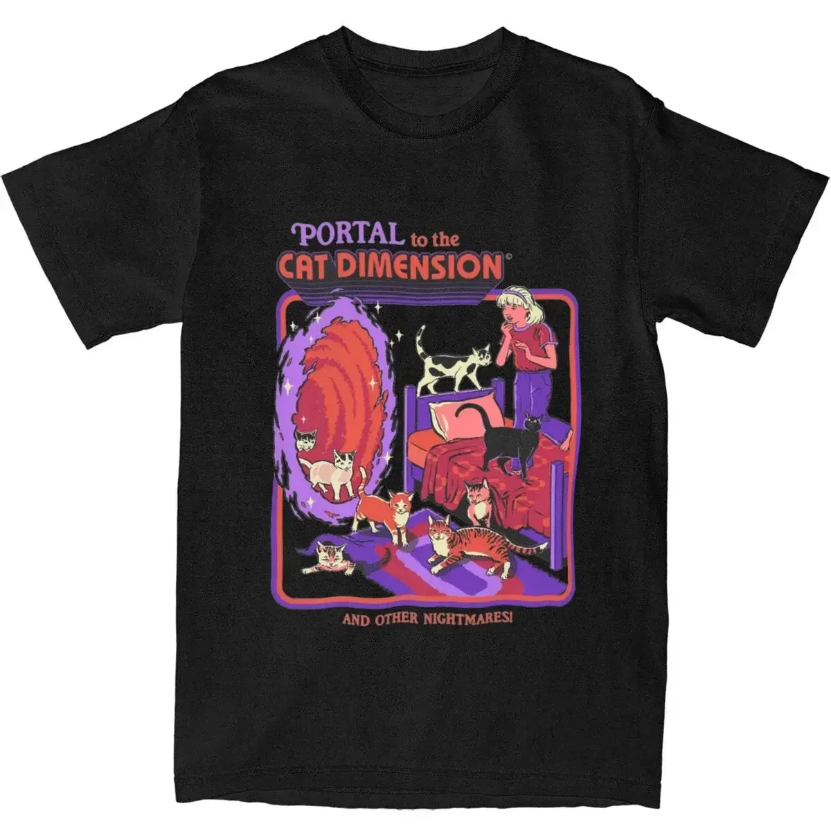 男性と女性のためのビンテージダークキャットTシャツ,ホラーT - Summer Clothing Ideas For Women のレビューと価格